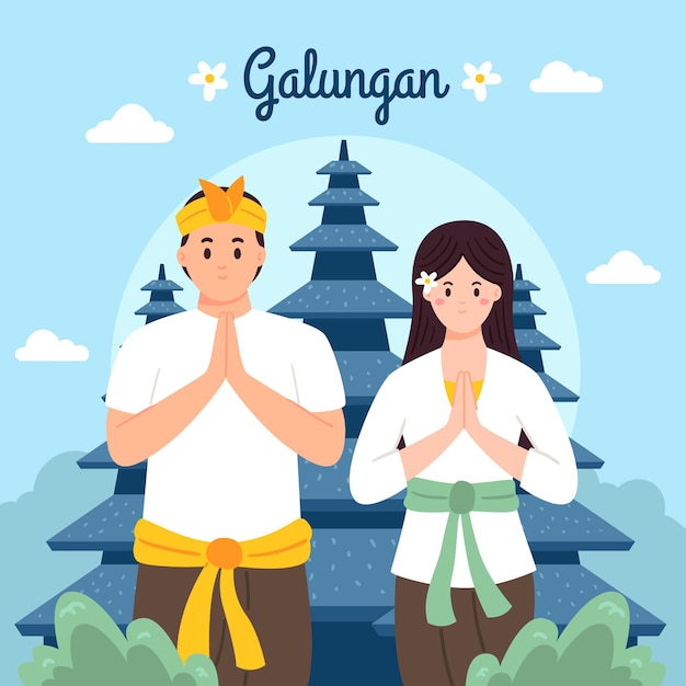 Hand drawn galungan illustration