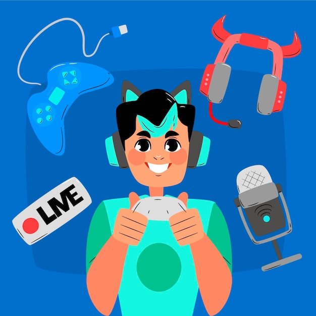 Free Vector hand drawn game streamer elements collection