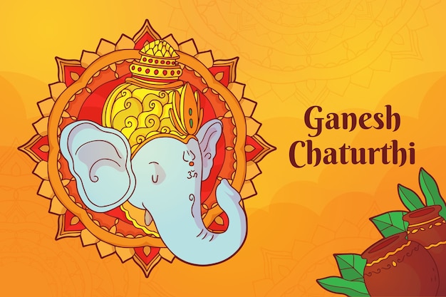 Free Vector hand drawn ganesh chaturthi background with elephant