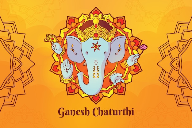 Free vector hand drawn ganesh chaturthi background with elephant