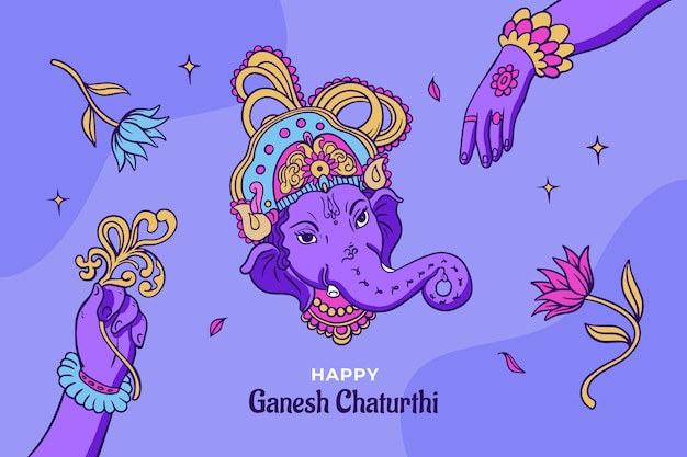 Hand drawn ganesh chaturthi background