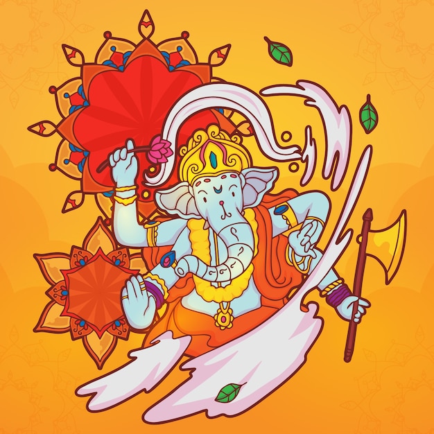 Free Vector hand drawn ganesh chaturthi illustration with elephant