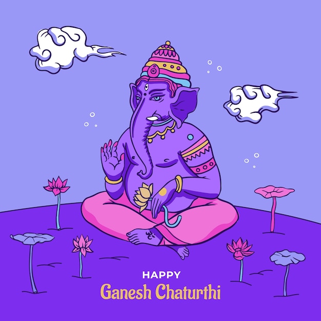 Hand drawn ganesh chaturthi illustration