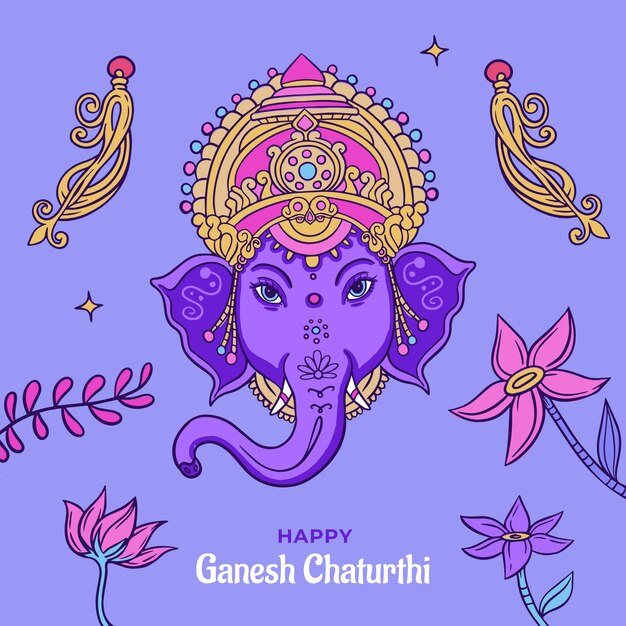 Hand drawn ganesh chaturthi illustration