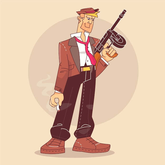 Free Vector hand drawn gangster cartoon illustration