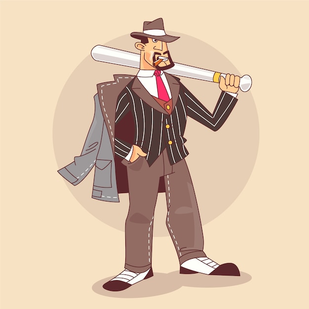 Free Vector hand drawn gangster cartoon illustration