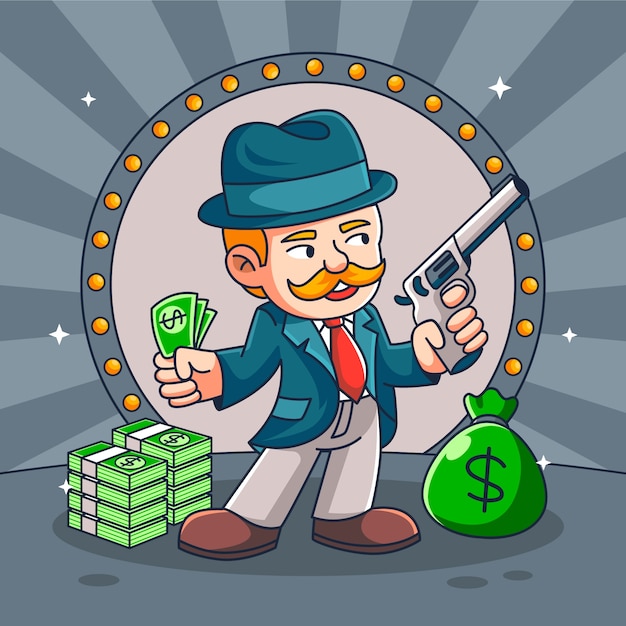 Free Vector hand drawn gangster cartoon illustration