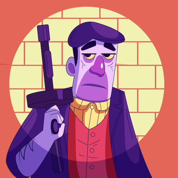 Free Vector hand drawn gangster cartoon illustration