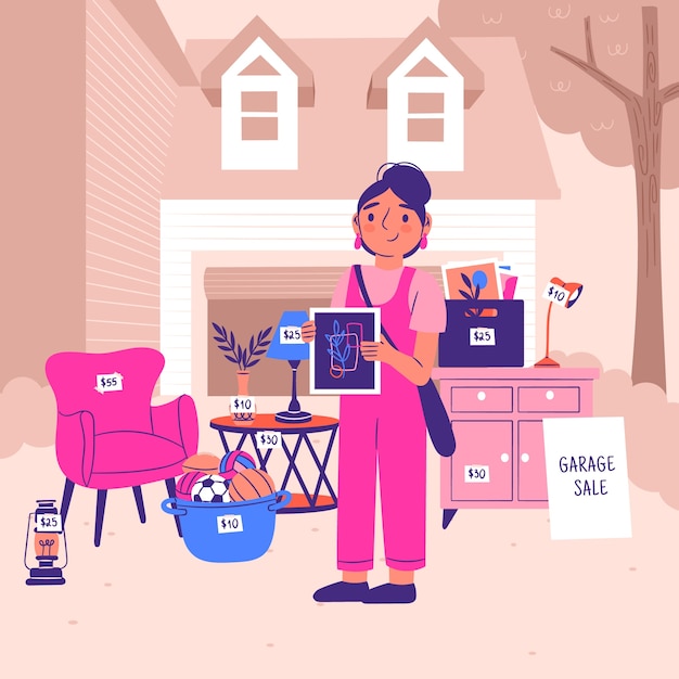 Free Vector hand drawn garage sale illustration