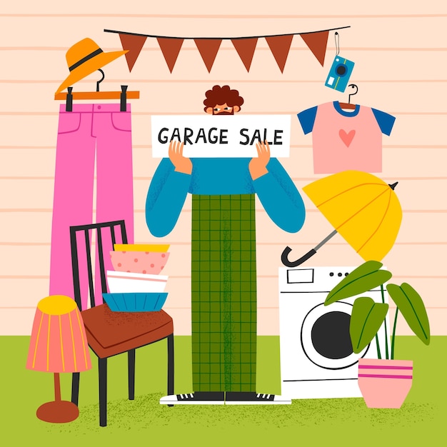 Hand drawn garage sale illustration