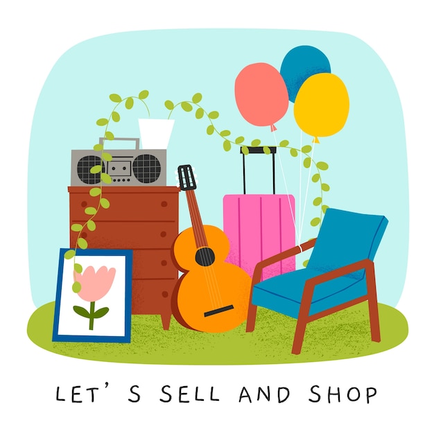 Free Vector hand drawn garage sale illustration