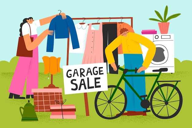 Hand drawn garage sale illustration