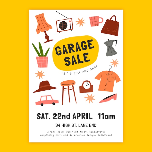 Hand drawn garage sale poster template