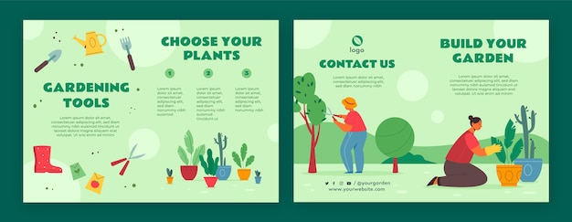 Free vector hand drawn gardening brochure template