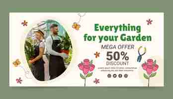 Free vector hand drawn gardening hobby sale banner template