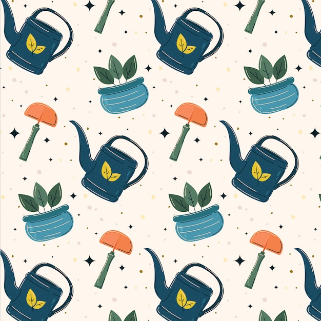 Hand drawn gardening pattern template