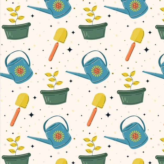 Free Vector hand drawn gardening pattern template