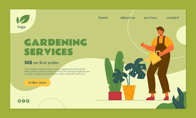 Free Vector hand drawn gardening services landing page