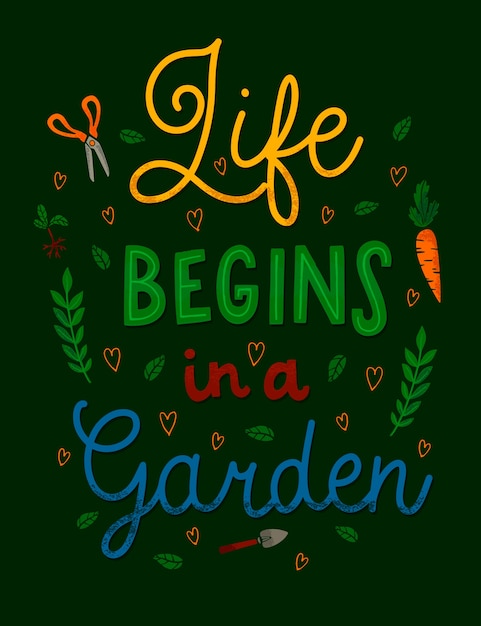 Free vector hand drawn gardening text illustration