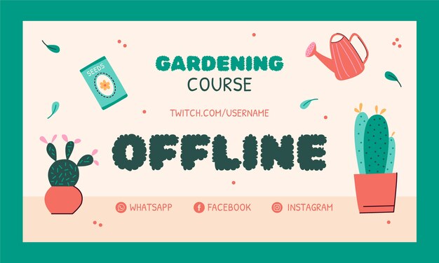 Hand drawn gardening twitch background