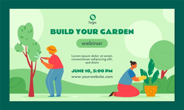 Hand drawn gardening webinar template