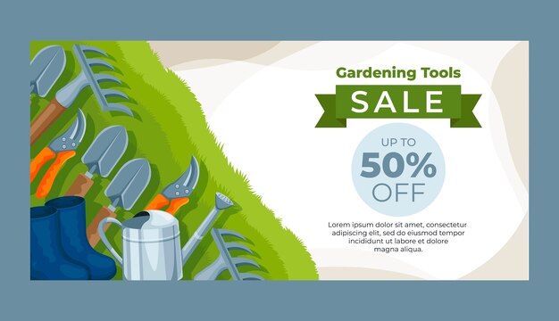 Free vector hand drawn gardening work sale banner