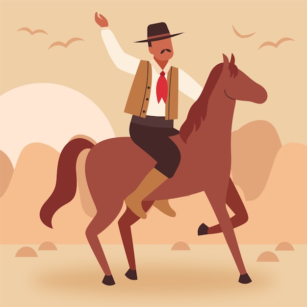 Free Vector hand drawn gaucho cowboy illustration