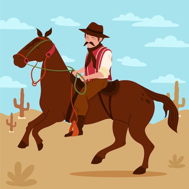 Free vector hand drawn gaucho cowboy illustration