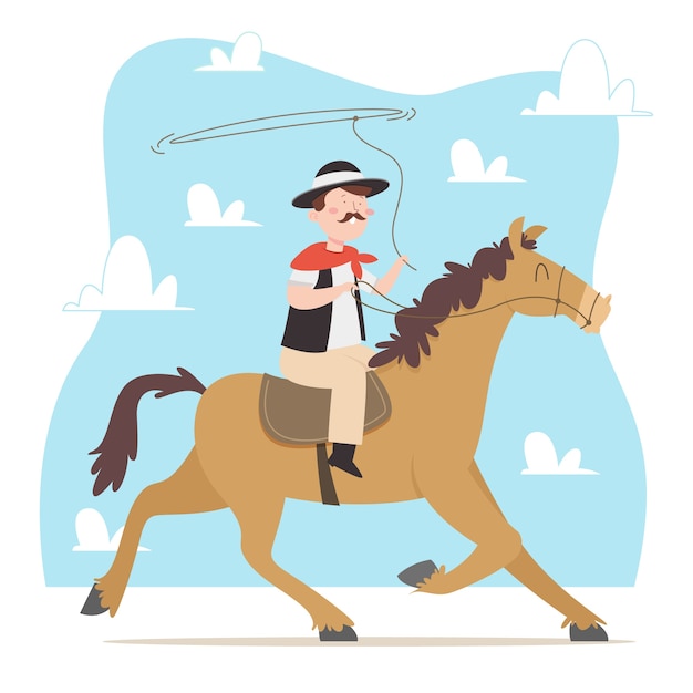 Free Vector hand drawn gaucho cowboy illustration