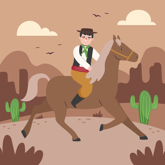 Free Vector hand drawn gaucho cowboy illustration