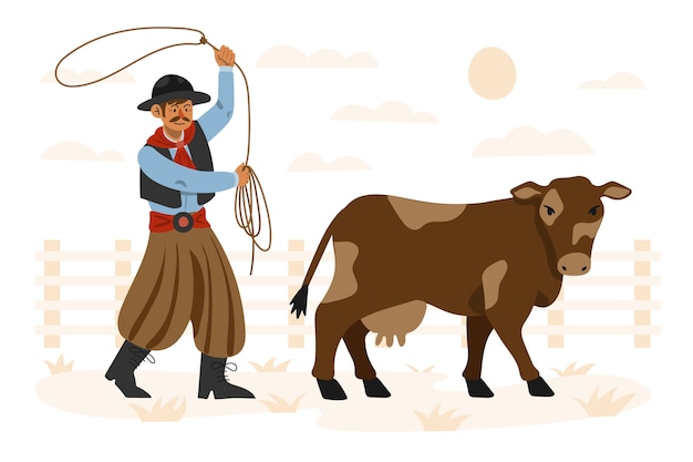 Free Vector hand drawn gaucho cowboy illustration