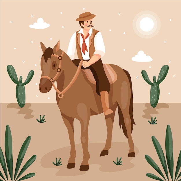 Free Vector hand drawn gaucho cowboy illustration