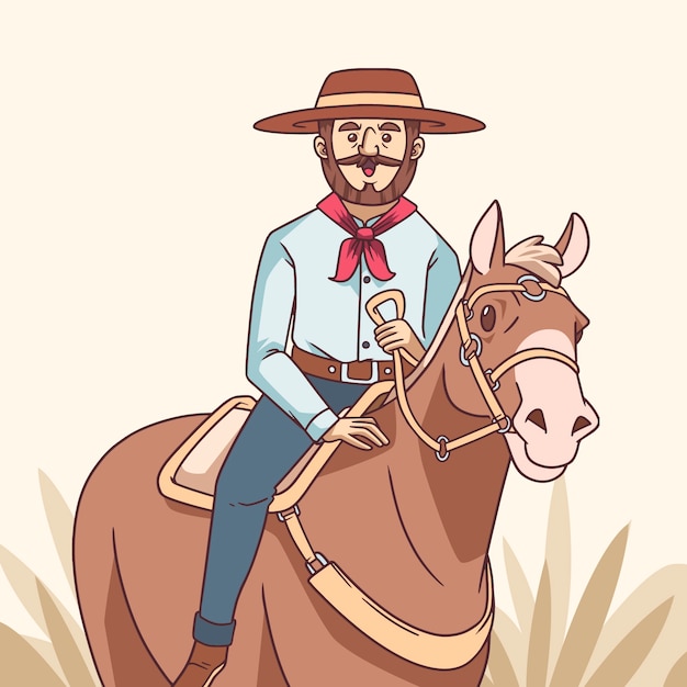 Hand drawn gaucho cowboy illustration