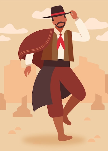 Free Vector hand drawn gaucho dancing illustration