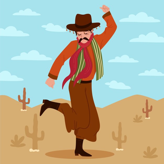 Hand drawn gaucho dancing illustration