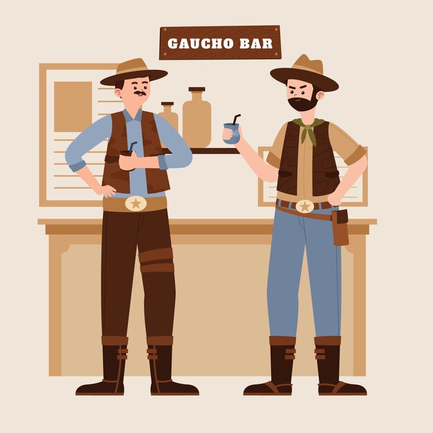 Hand drawn gaucho drinking illustration