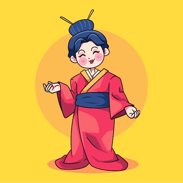 Free Vector hand drawn geisha illustration