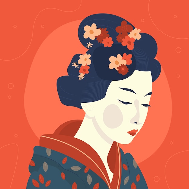 Free Vector hand drawn geisha illustration