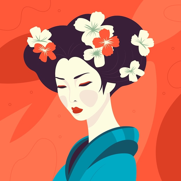 Free Vector hand drawn geisha illustration