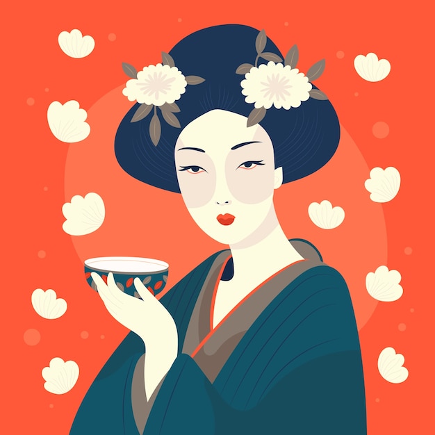 Free Vector hand drawn geisha illustration