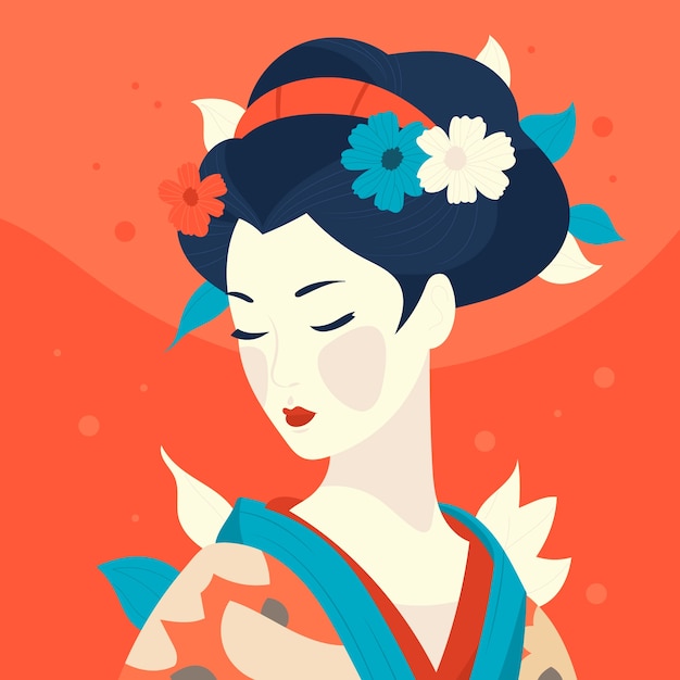 Free Vector hand drawn geisha illustration