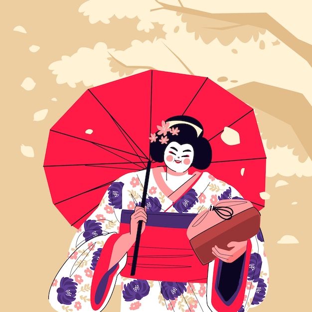 Free Vector hand drawn geisha illustration