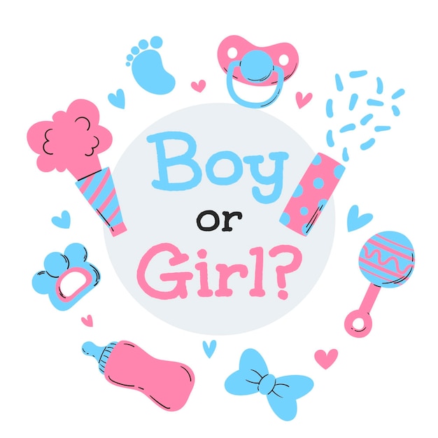 Hand drawn gender reveal concept illustrated