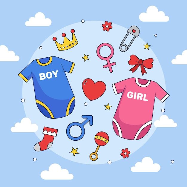 Free Vector hand drawn gender reveal party concept