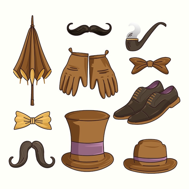 Free Vector hand drawn gentleman element collection