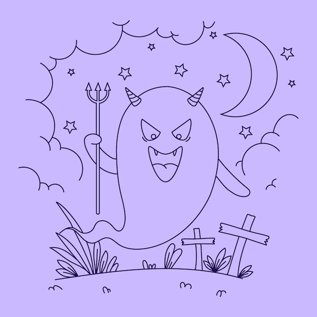 Free Vector hand drawn  ghost outline illustration