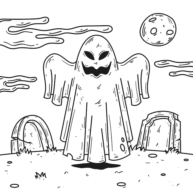 Free vector hand drawn ghost outline illustration