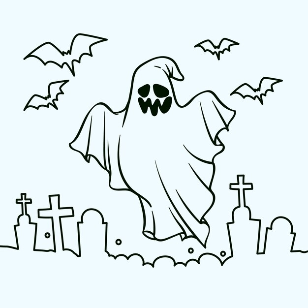 Hand drawn ghost outline illustration