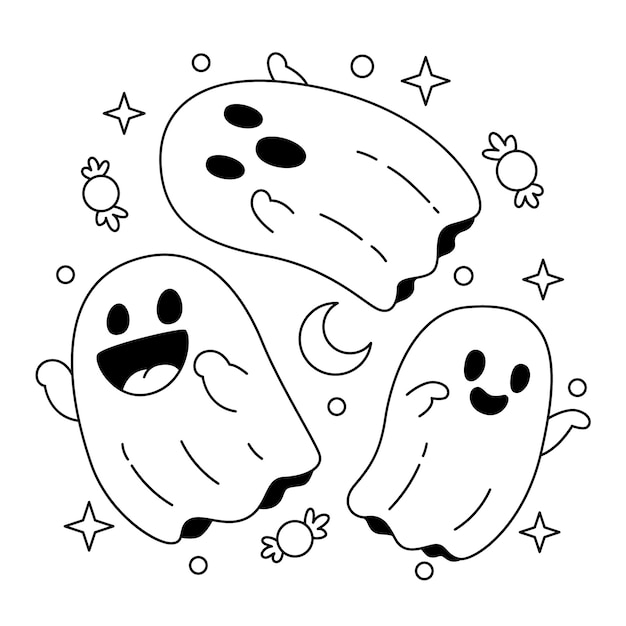 Free vector hand drawn ghost outline illustration