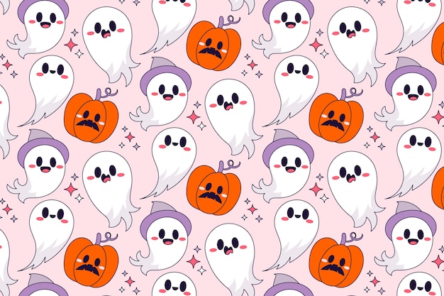 Free Vector hand drawn ghost pattern background